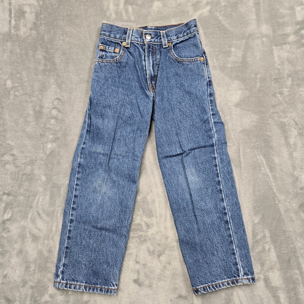Vintage Y2K Levis 550 Relaxed Fit Jeans Kids Boys Size 7 22x20 Medium Wash Denim